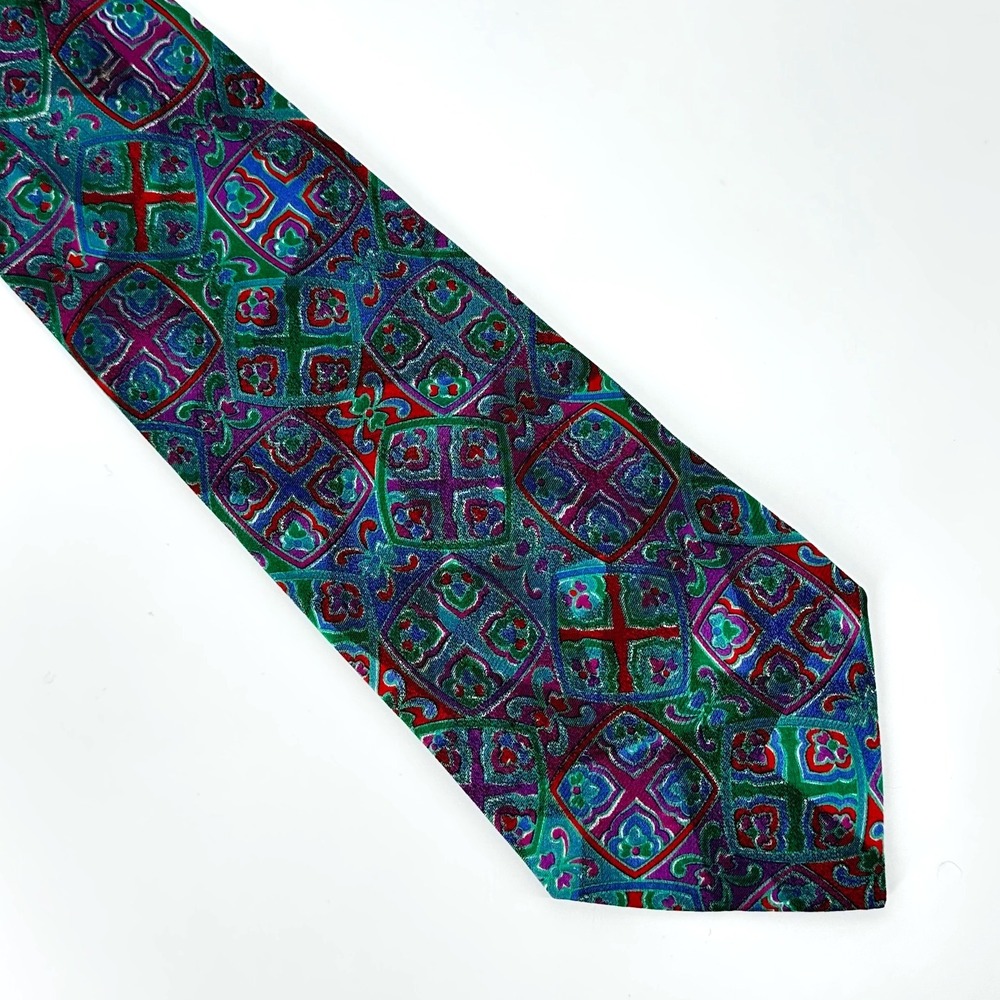 Vintage Missoni Cravatte‎ 100% Silk Necktie Men's Geometric Pattern Designer